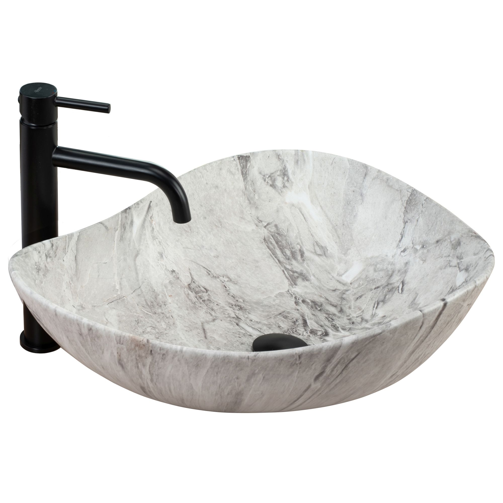 Rea lavabo sobre encimera dora stone white oval, 51,5x40x17,5 cm