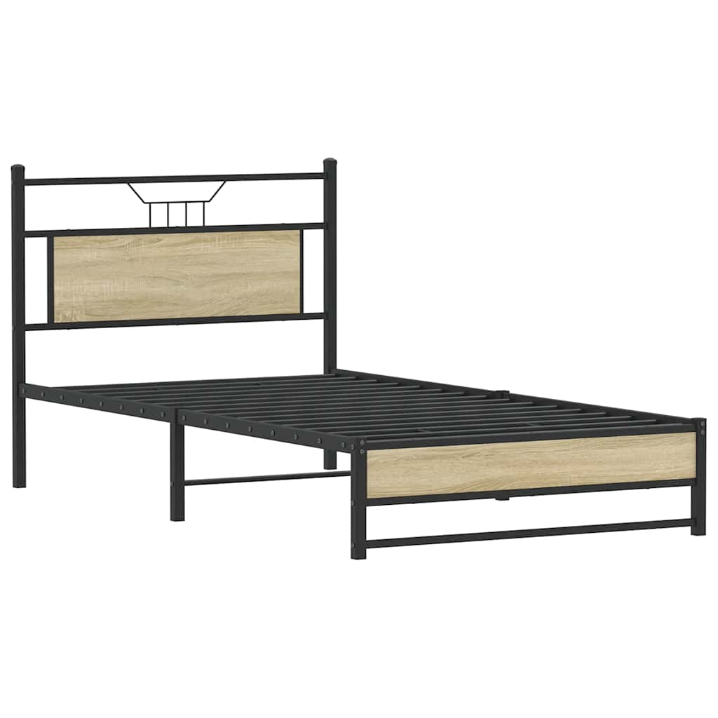 vidaXL estructura de cama sin colchón madera roble sonoma 100x190 cm