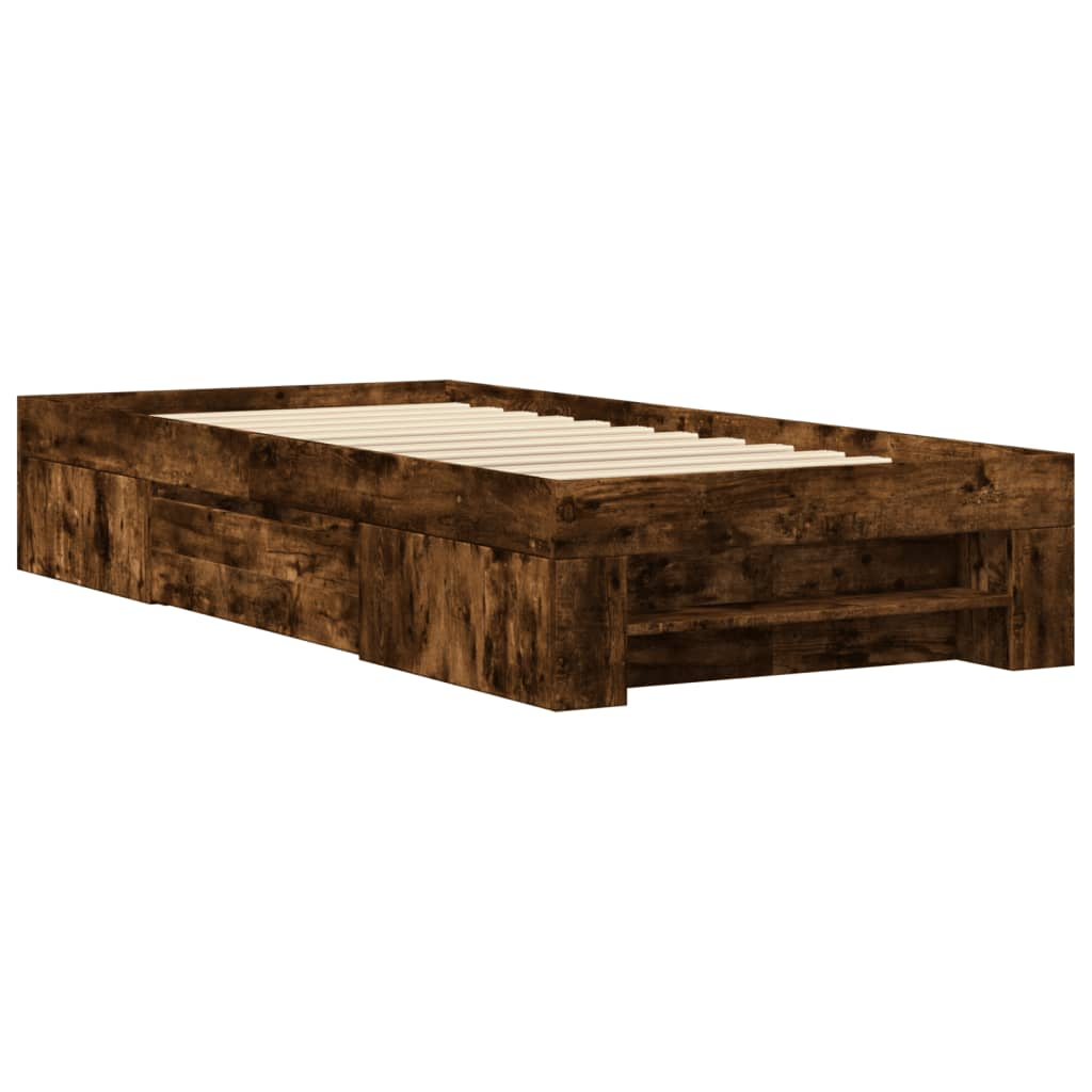 vidaXL estructura de cama sin colchón madera roble ahumado 90x190 cm