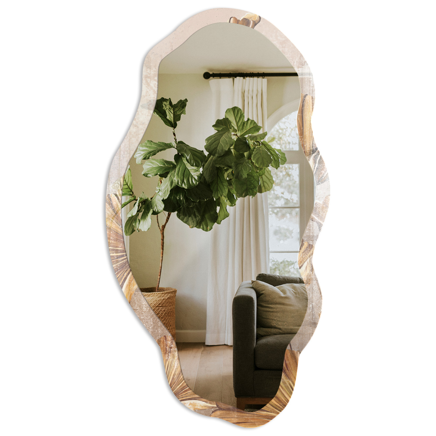 Espejo con formas decorativo impreso 52x97-45x90 hojas tulup