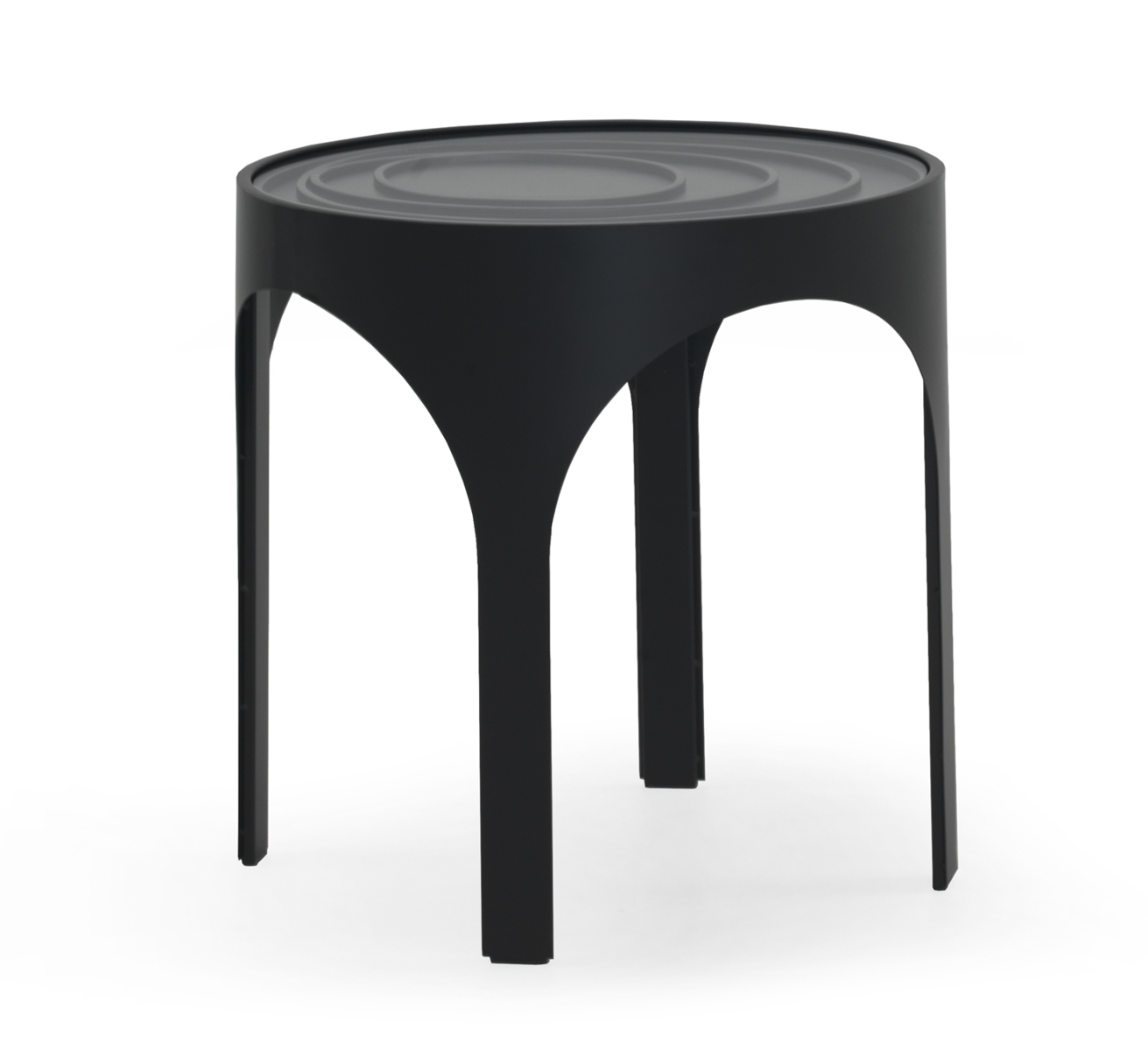 Mesa de centro de metal negro con tapa de cristal, 50x50x50cm