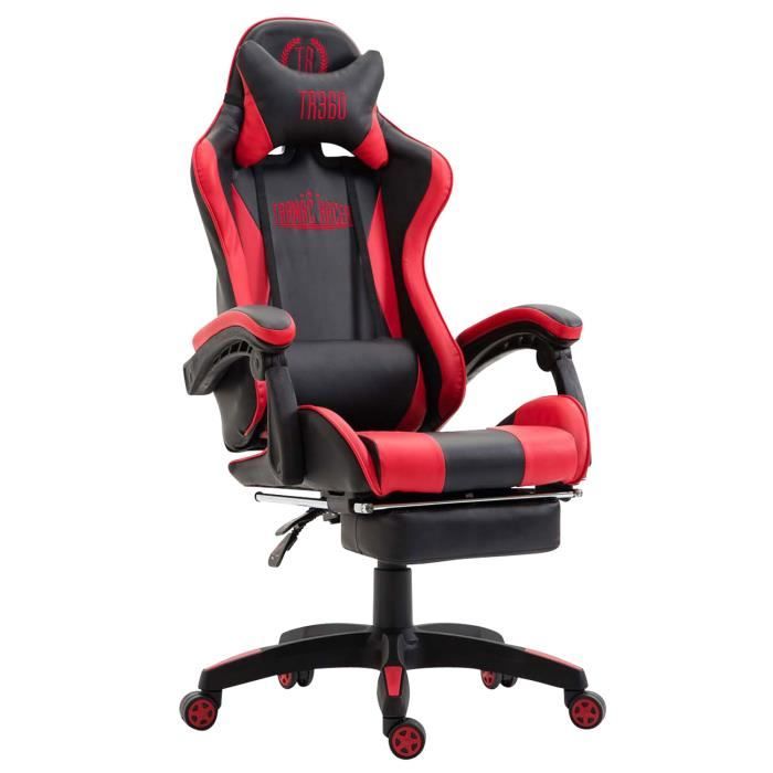 Silla de oficina gamer - negro rojo - piel sintética
