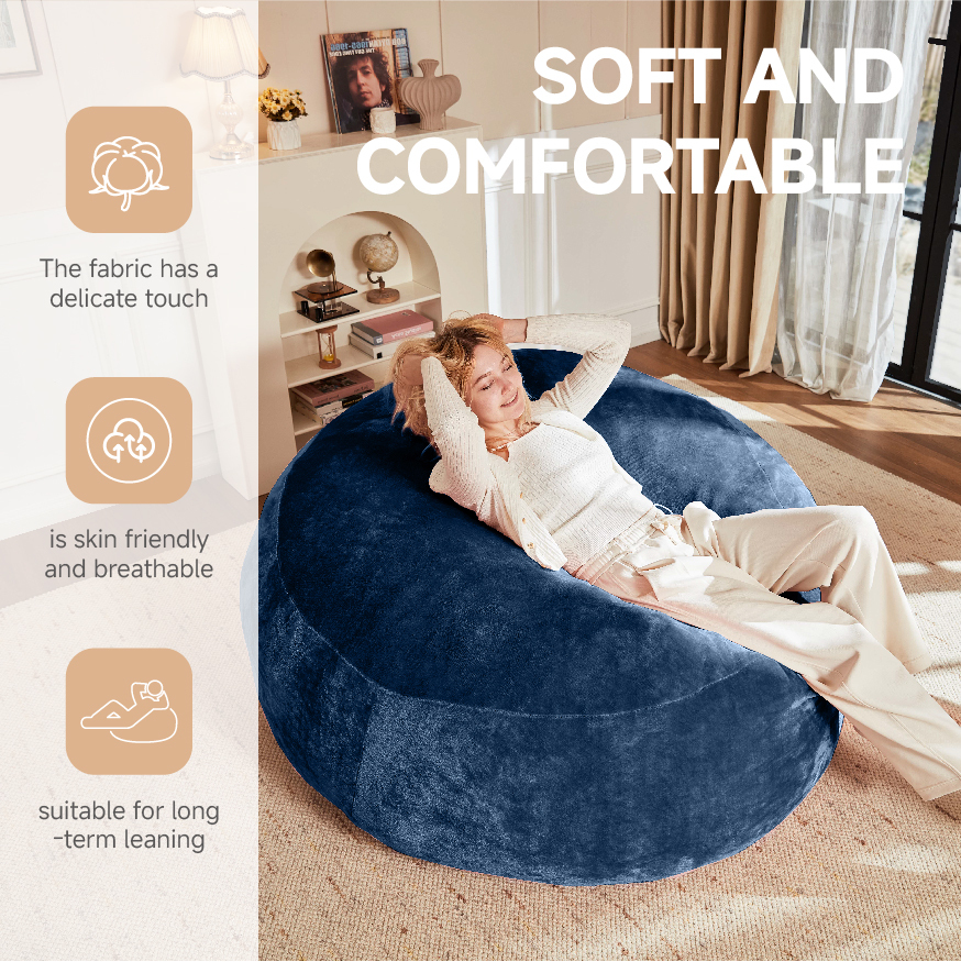 Sillón puff de espuma azul 3 pies plegable para dormitorio balcón y lectura