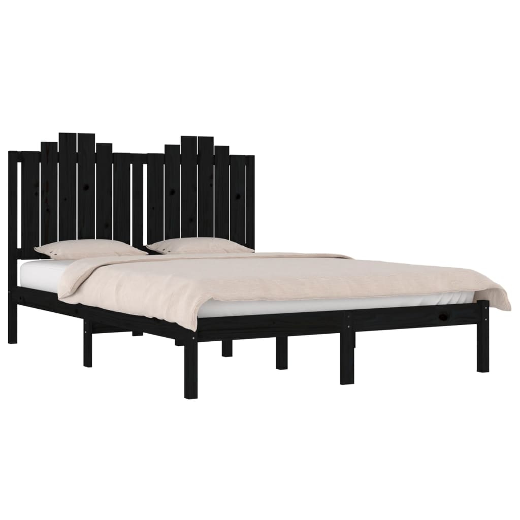 vidaXL estructura de cama de madera maciza de pino negra 140x190 cm