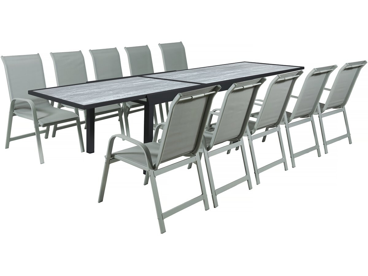 Mesa extensible y sillas de jardín de aluminio <<lagos>> - 200/320 x 105 x