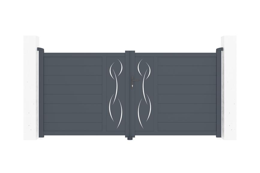 Puerta batiente regulable ancho 3m life h.140cm aluminio gris