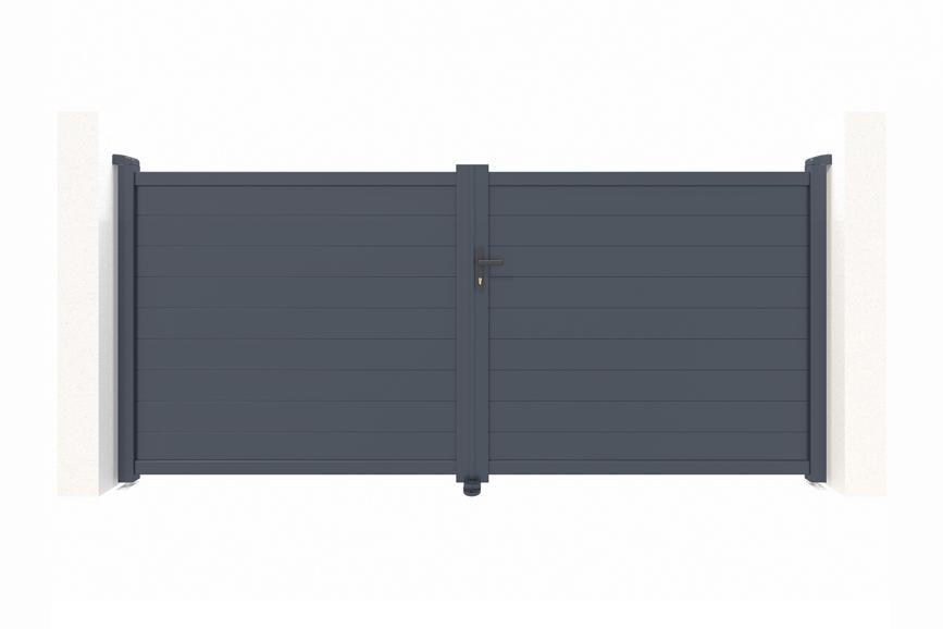 Puerta batiente regulable ancho 3,5m eiger h.160cm aluminio gris