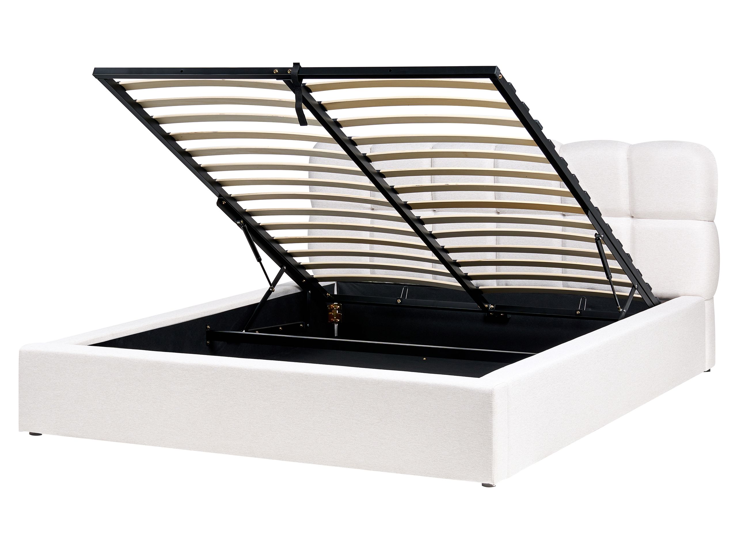 Cama con almacenaje baston tela blanco crema 160 x 200 cm