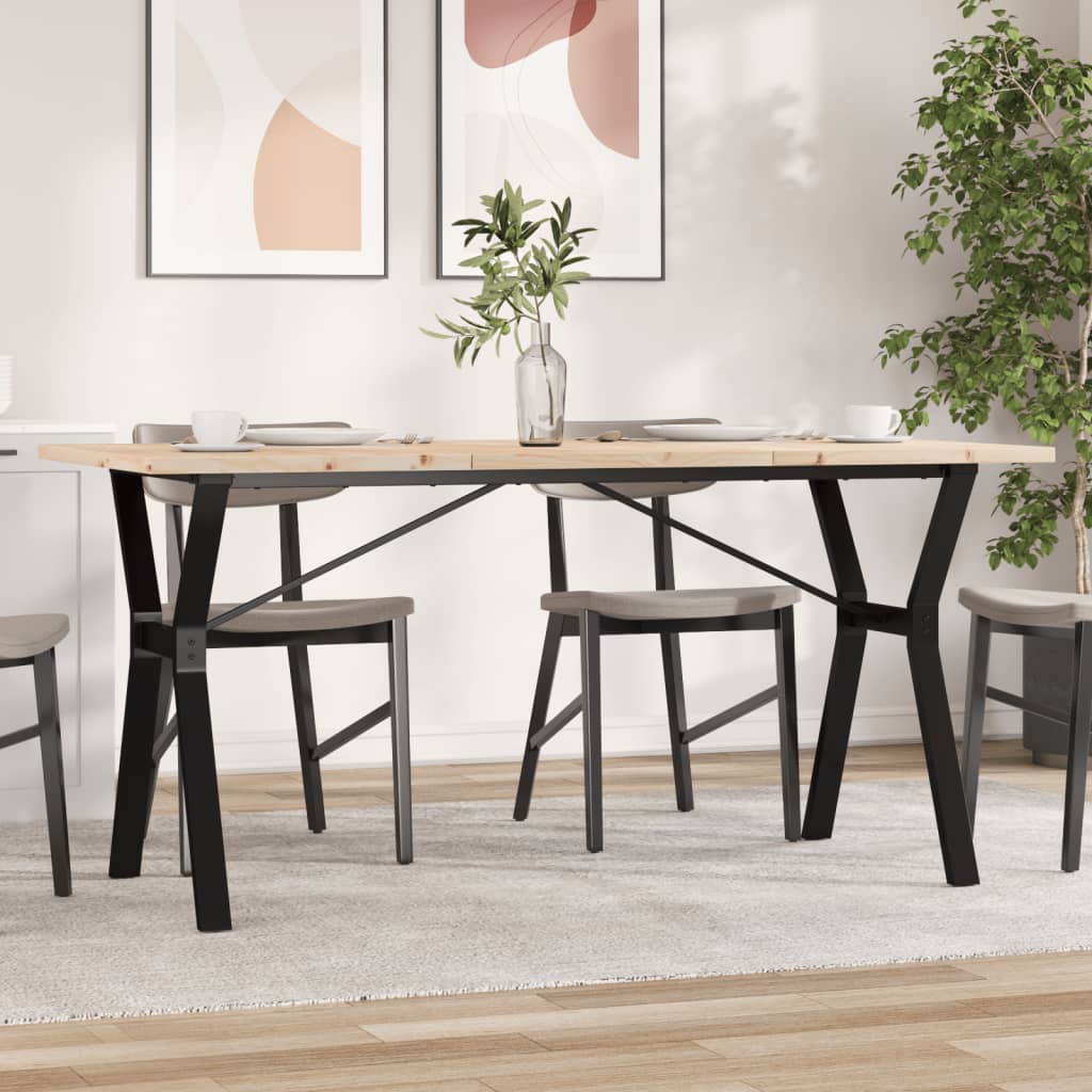 Mesa de comedor marco y madera maciza pino acero 160x80x75,5 cm oif817186