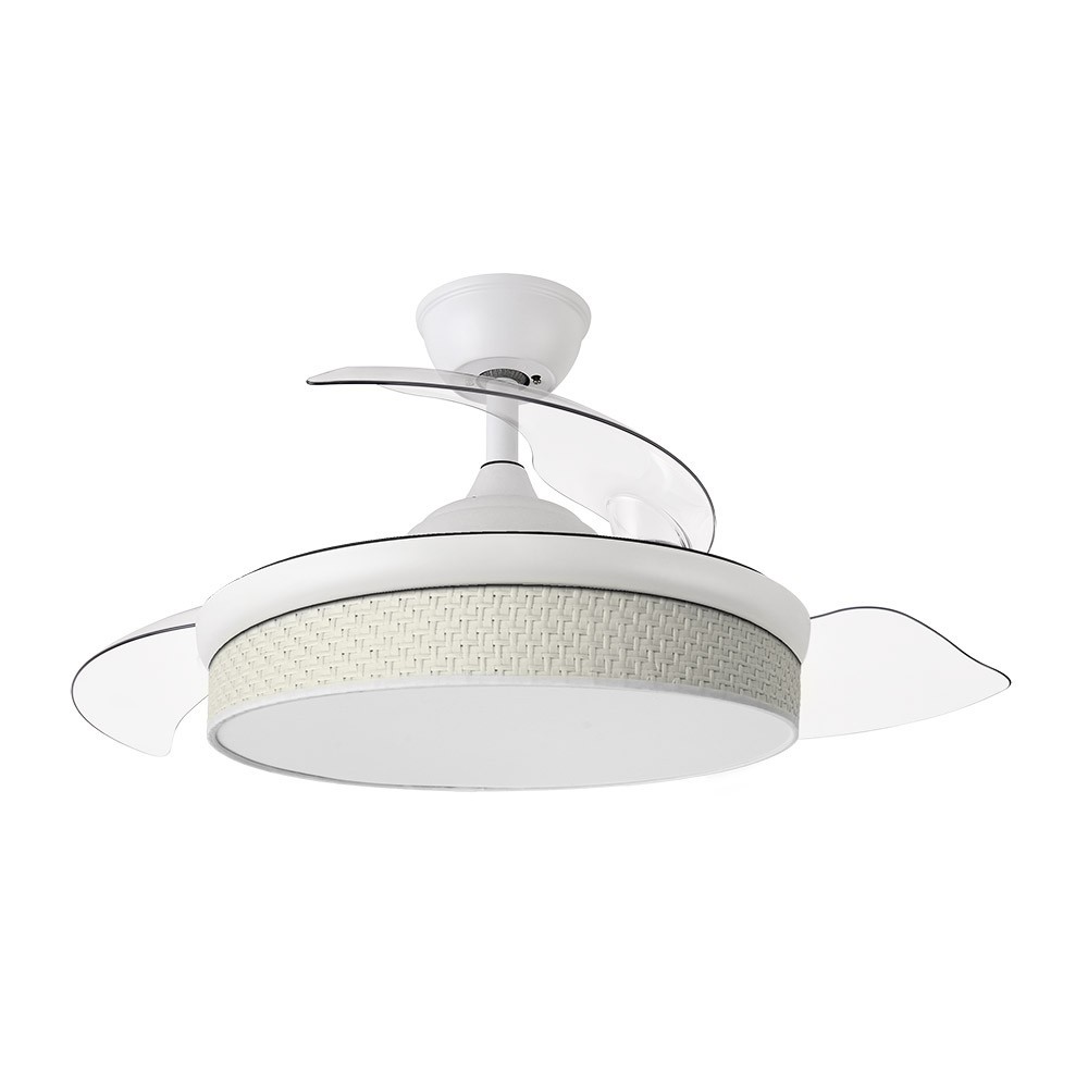 Ventilador dc moda 72w blanco/cañizo blanco 3 aspas
