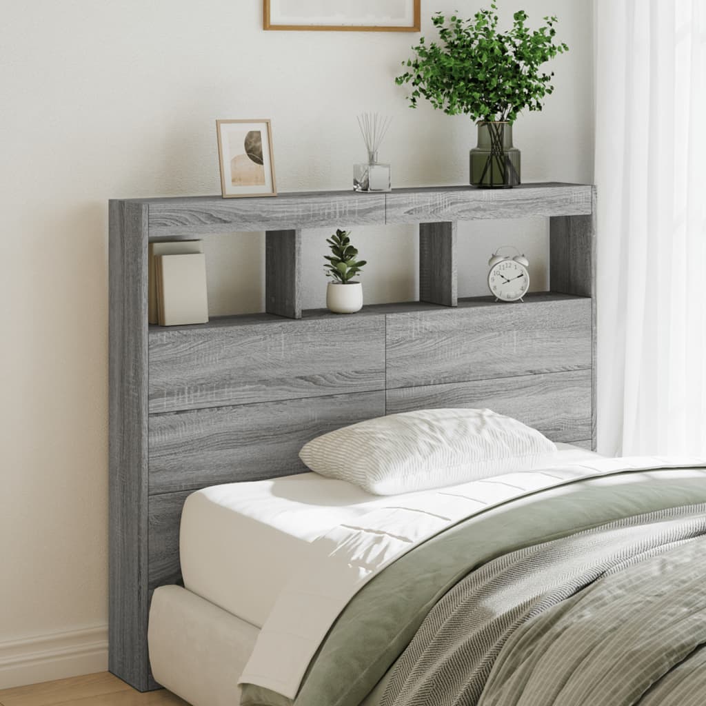 Cabecero de cama con luz LED gris sonoma 100x17x102 cm eso1799