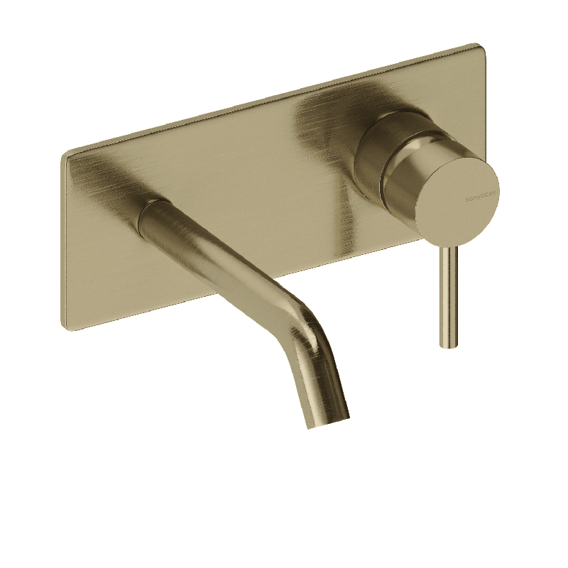 Grifo monomando mural con placa loop 14 cm cromado