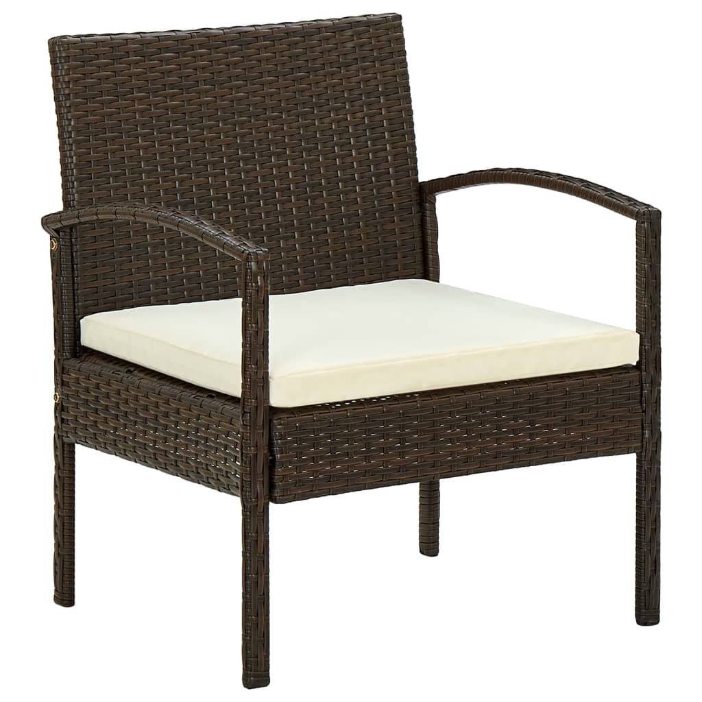 vidaXL silla de jardín con cojín ratán sintético marrón