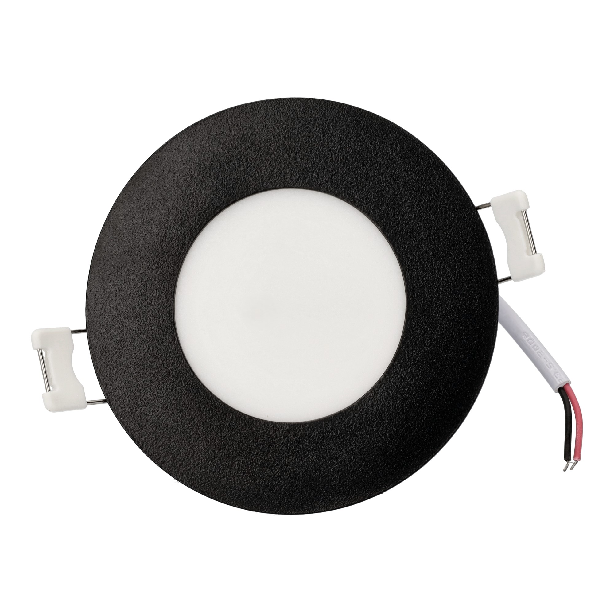 Downlight LED redondo empotrable 12v, 3w, luz fría 6000k. Marco negro