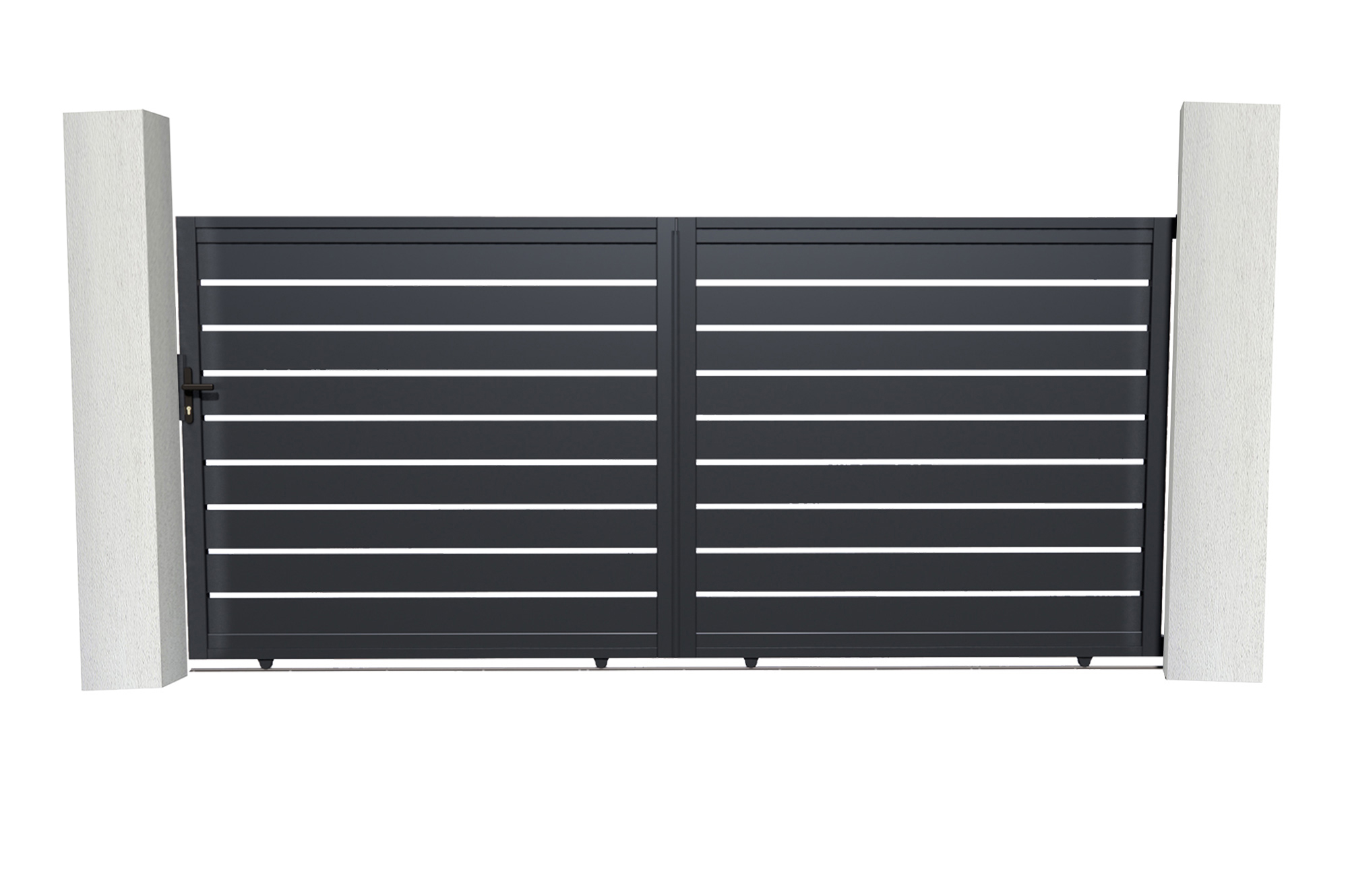 Pack puerta corredera 4m vogel h.180cm + puerta peatonal 1m h.180cm gris