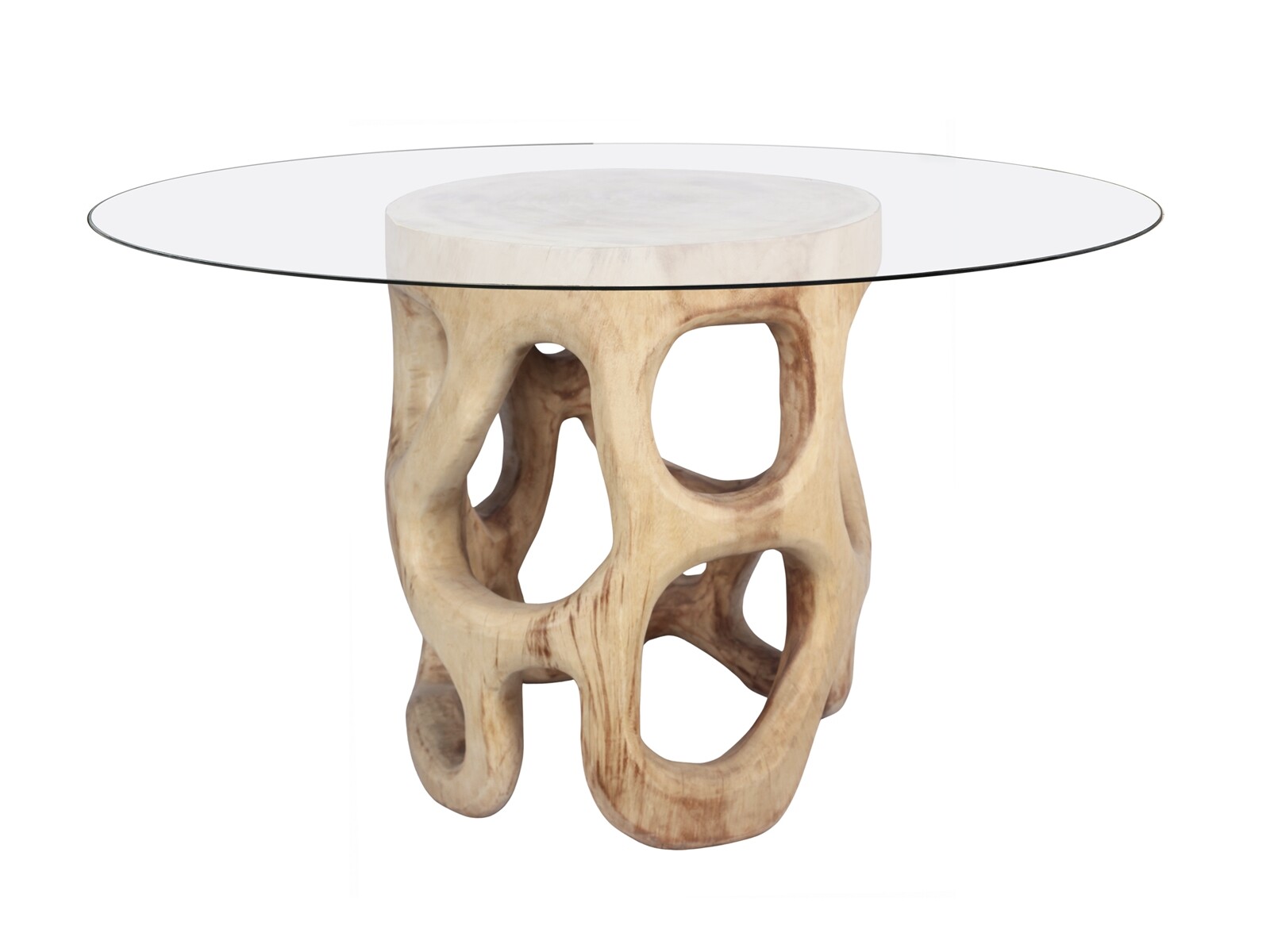 Mesa redonda madera suar/cristal 130dx76 cms 130dx76 cms
