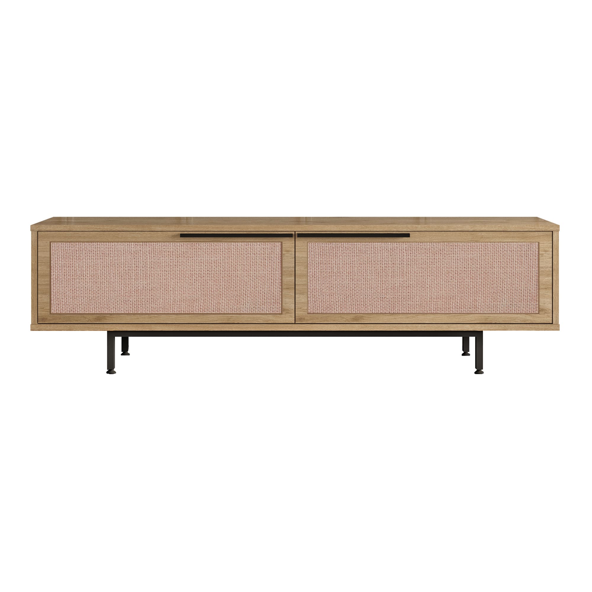 Mueble de tv kvænangen con 2 puertas aglomerado 160x36x45cm - roble / ratán