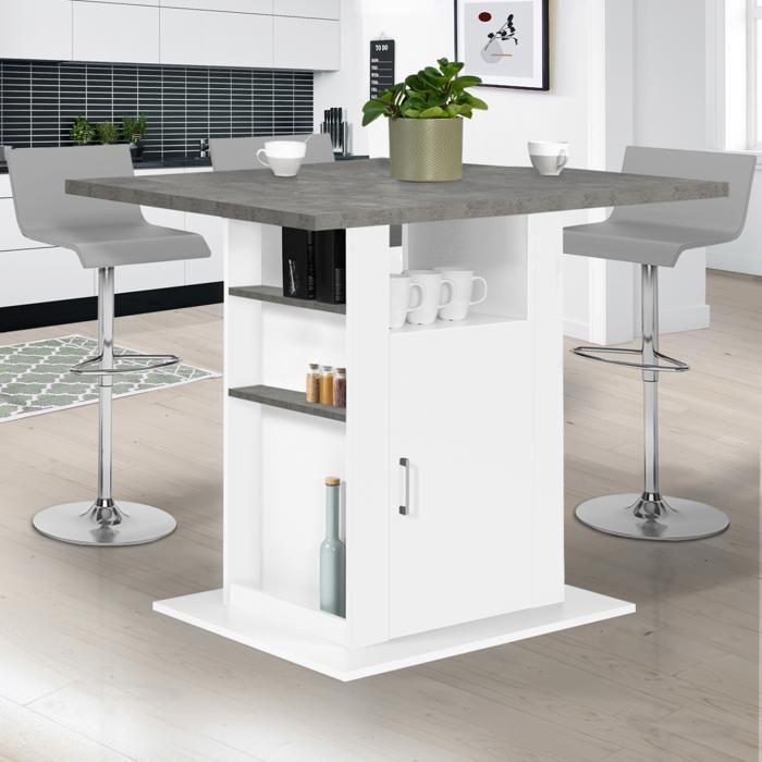 Isla central compacta - blanco hormigón - 110 cm