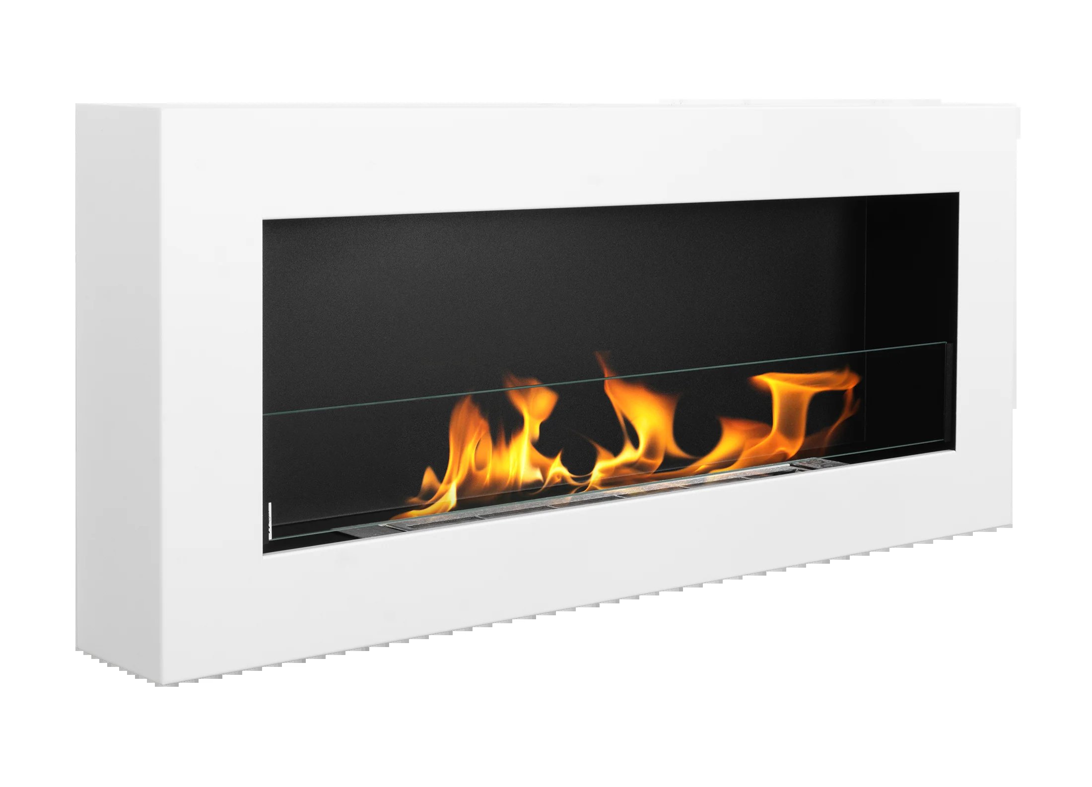 Chimenea bioetanol box blanca 90x40 cm con cristal