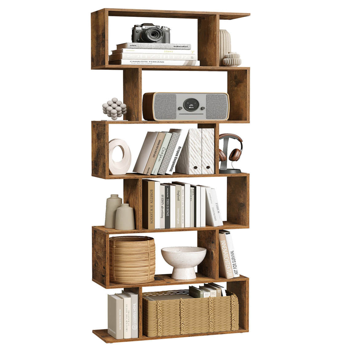 Estantería contemporánea de 6 niveles para almacenar libros y
