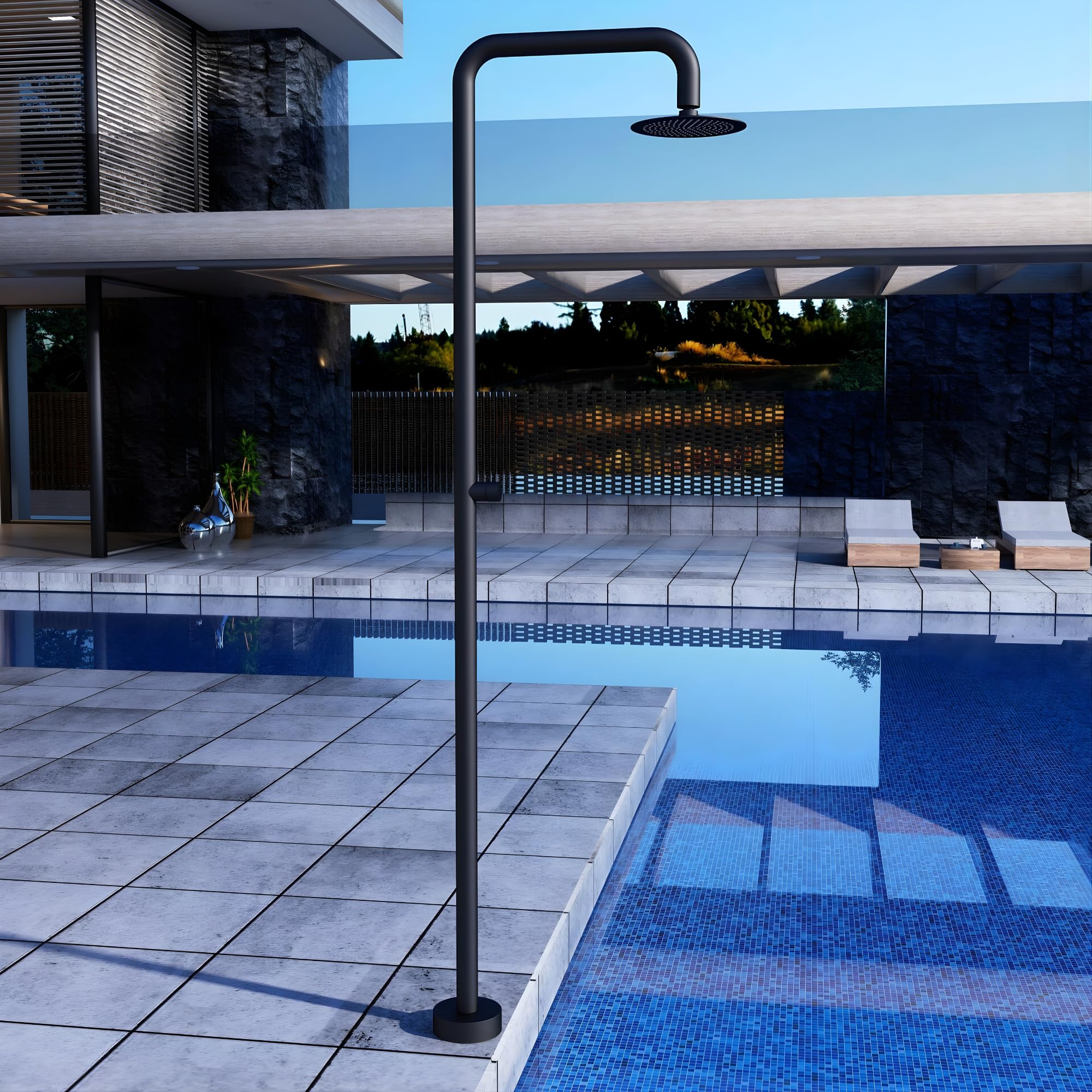 Imex - ducha piscina exterior acero s.316 negro serie oregon