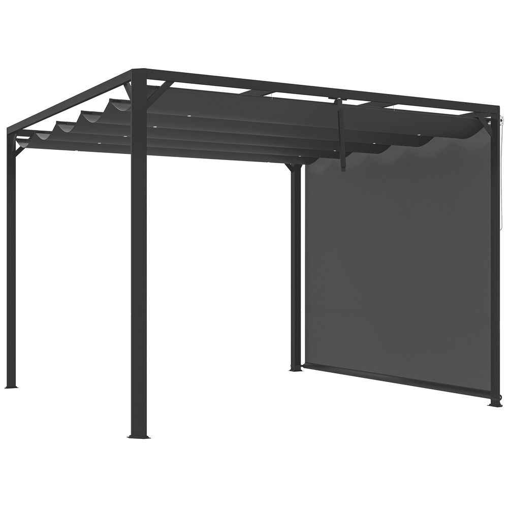 Pérgola 300x300x227 cm aluminio, tela de poliéster color gris Outsunny