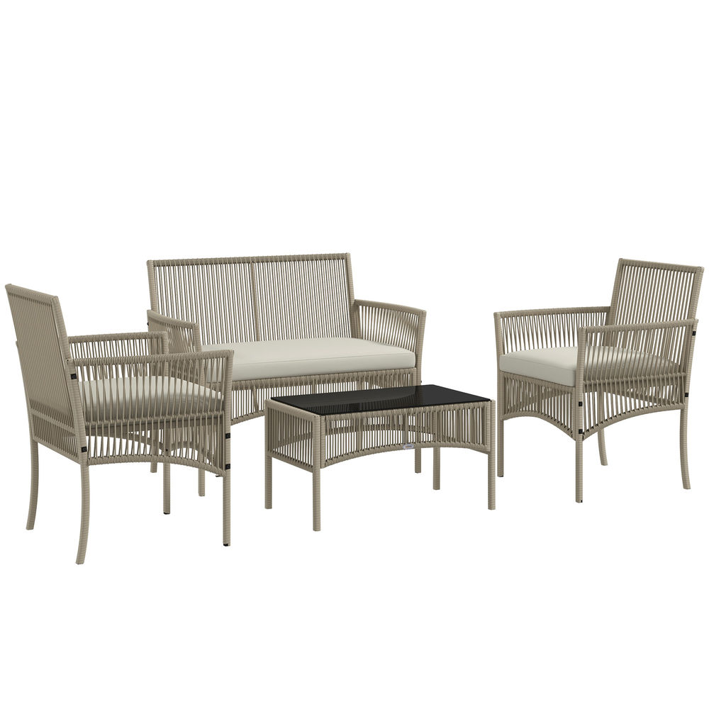 Muebles de jardín 100x56x80 cm acero, ratán color marrón Outsunny