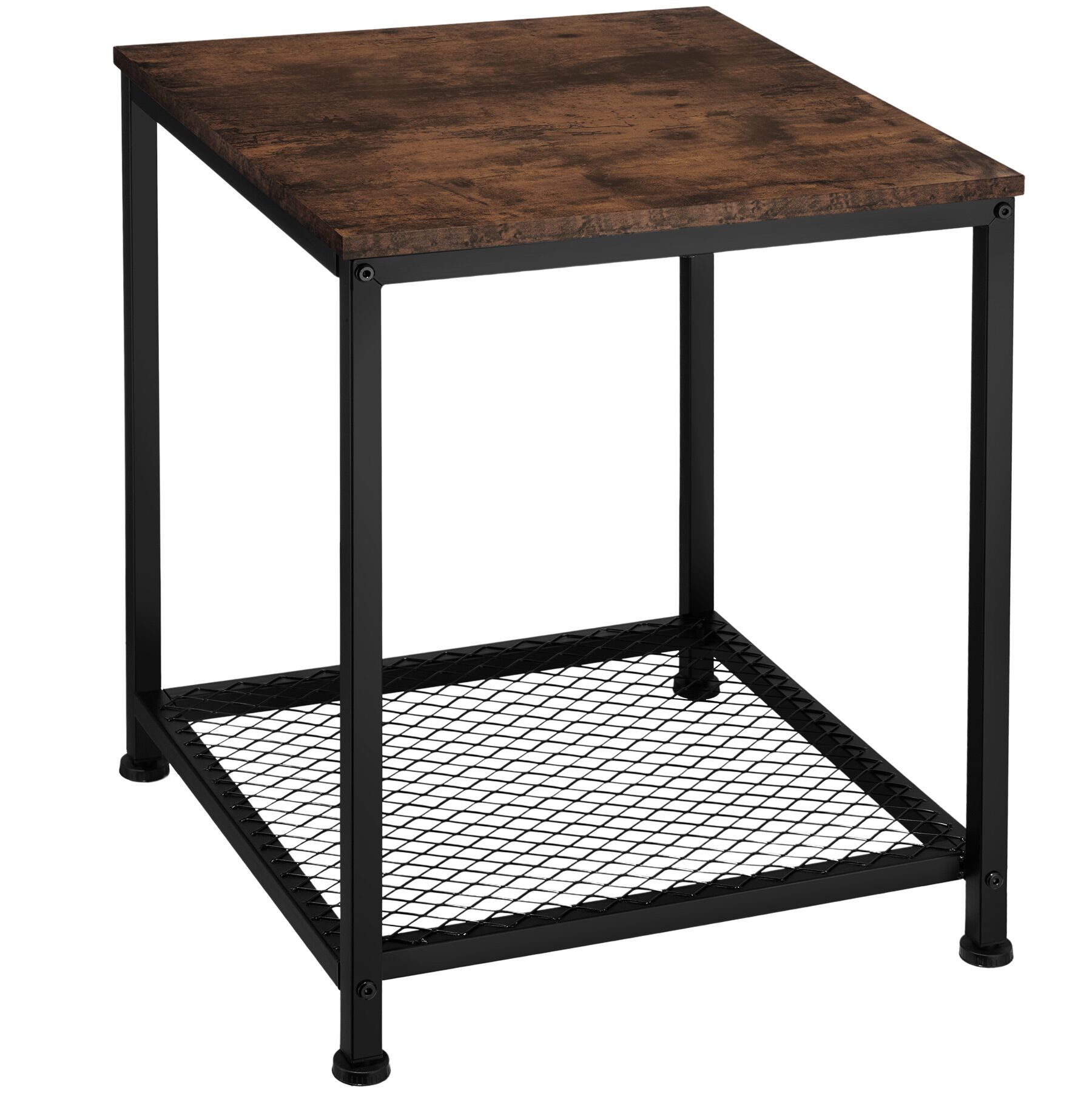 Mesa auxiliar, estilo industrial, 45,5 x 45,5 x 55,5 cm, madera oscura