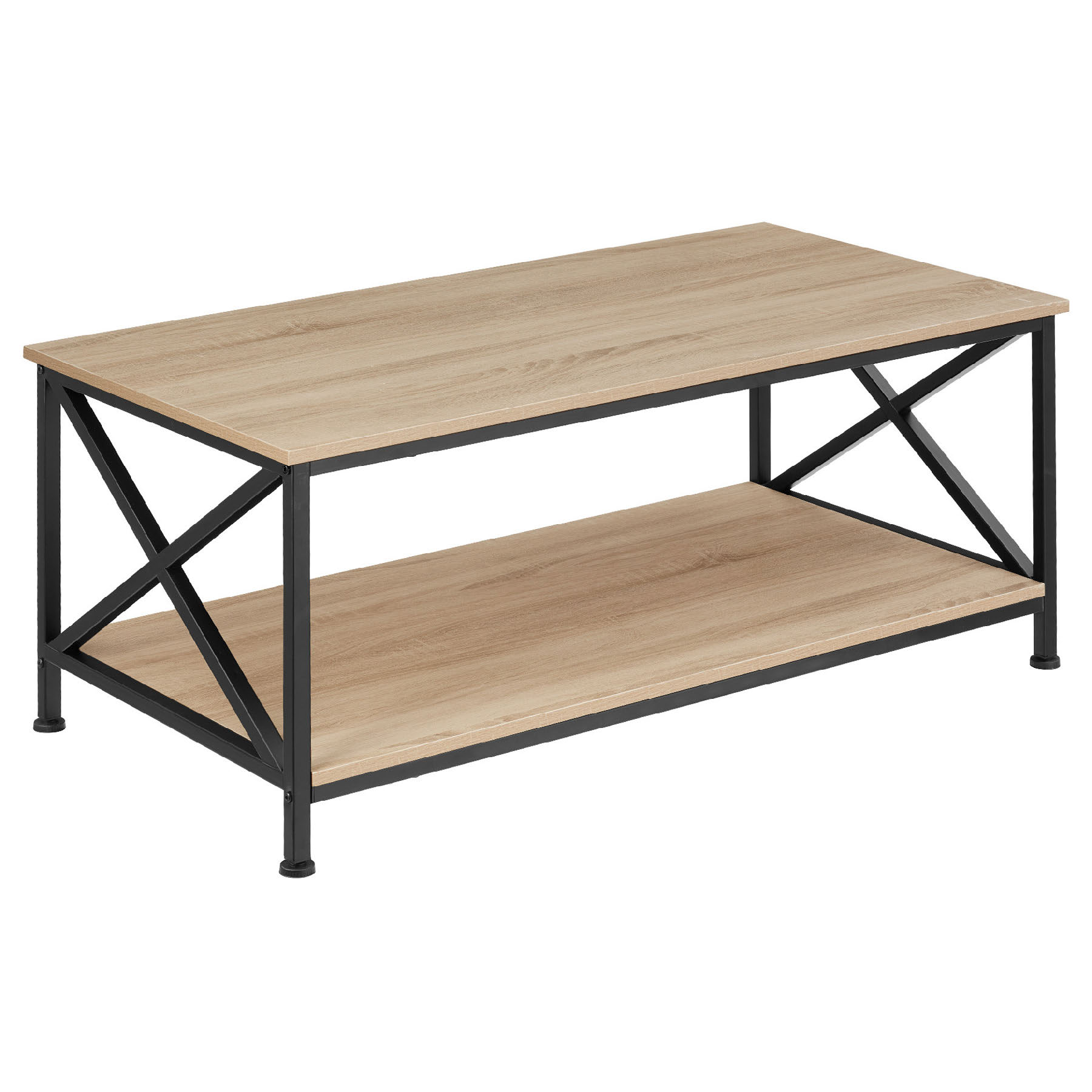 Mesa de café 100x55x45,5 cm, madera industrial clara, roble