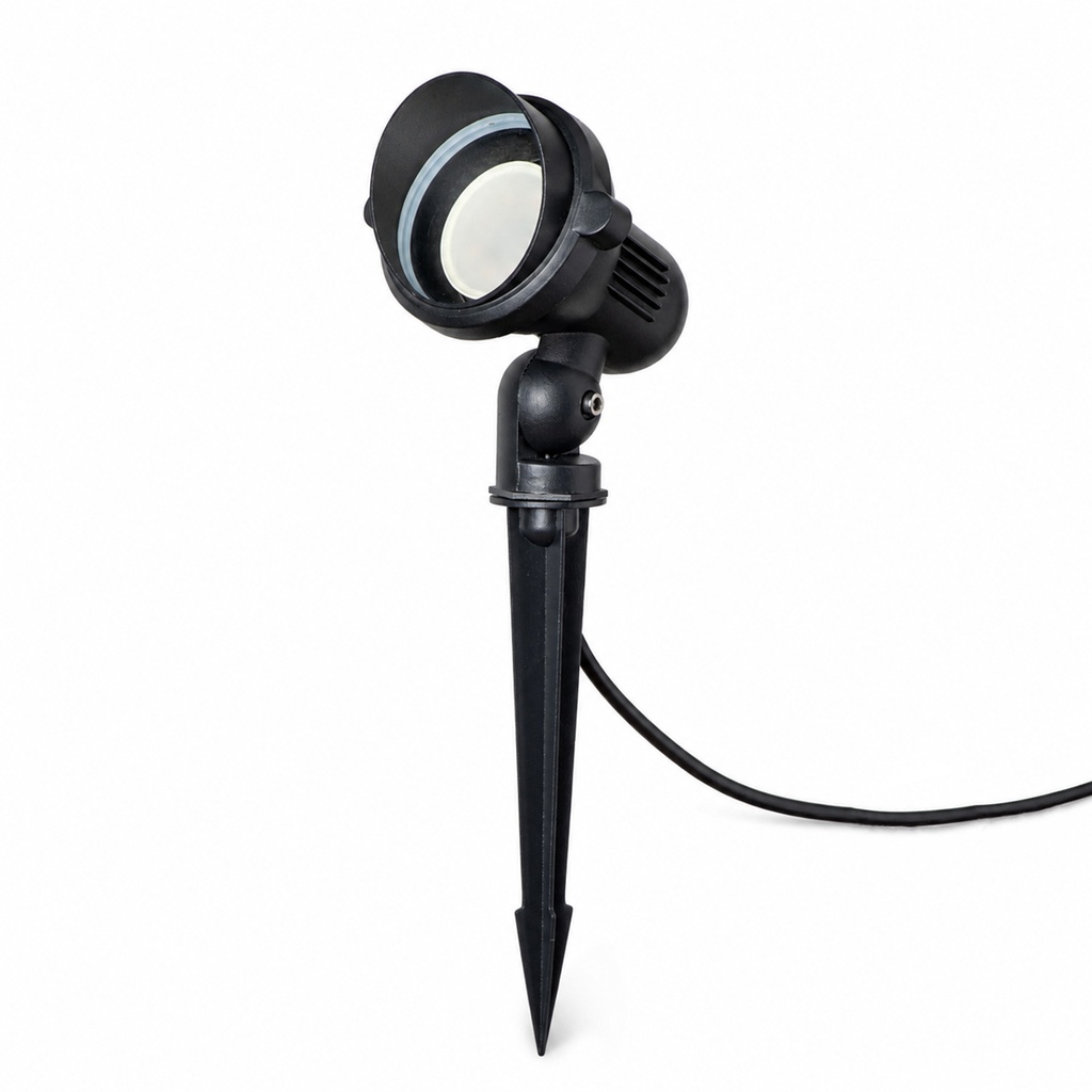 Foco de jardín con piqueta aluminio negro gu10 ip65 34 cm orientable