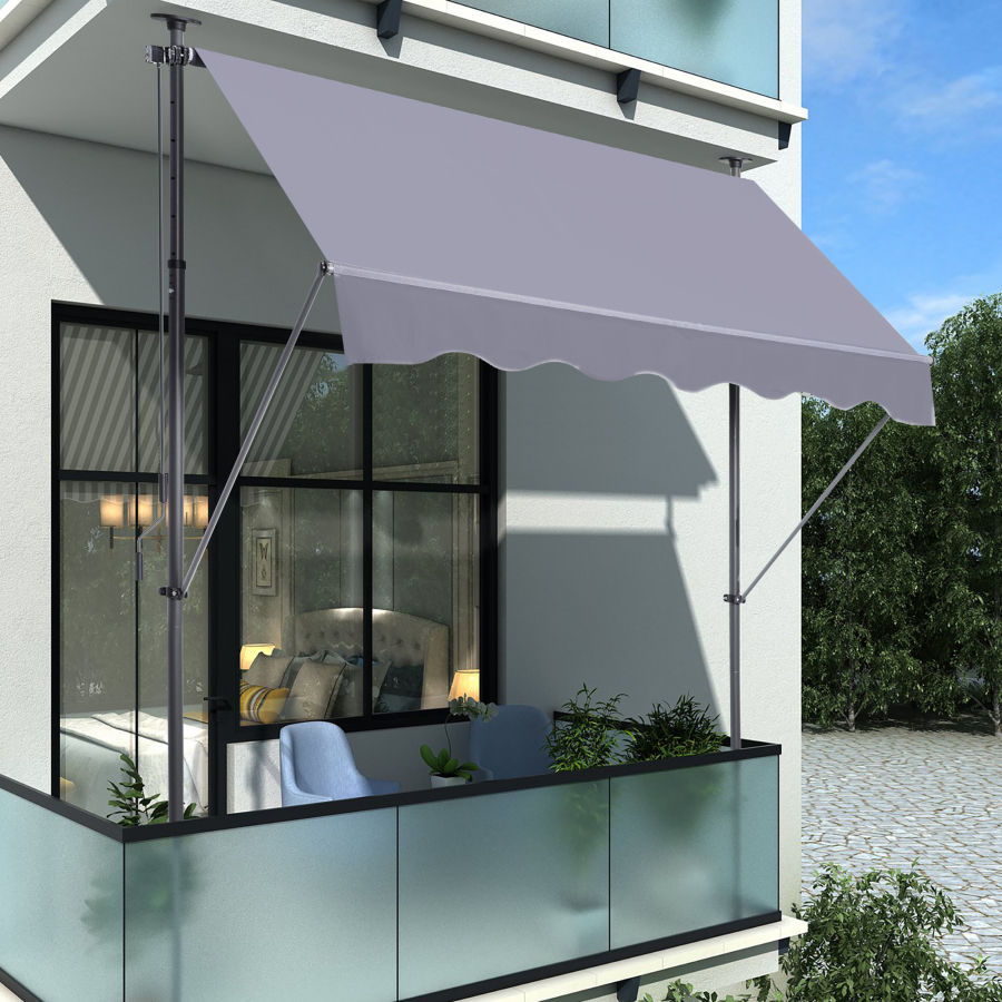 Toldo de balcón ajustable gris oscuro 200x150 cm aluminio