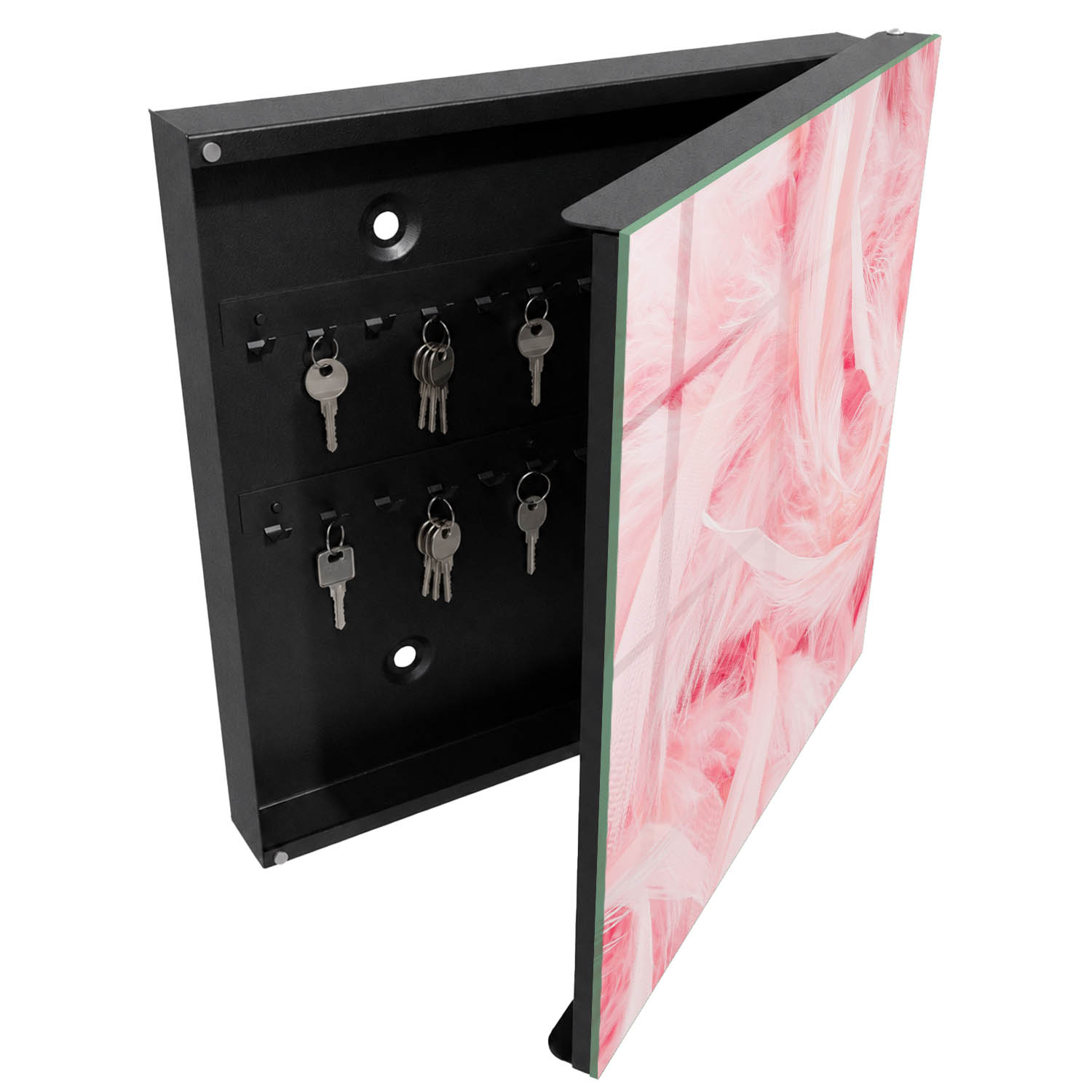 Armario para llaves 30x30x5 plumas rosas, apertura derecha tulup