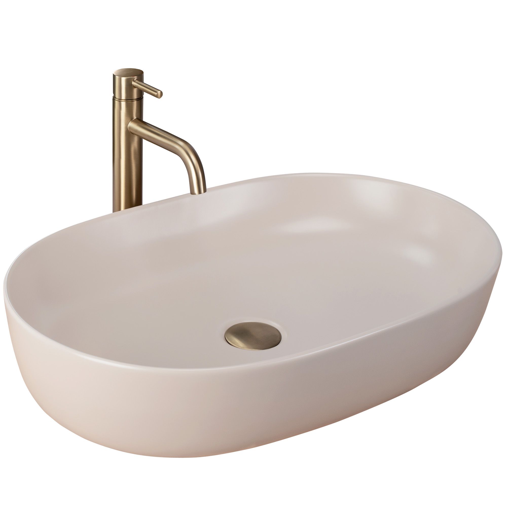 Rea lavabo sobre encimera cleo 61 beige oval, 60,5x41x14 cm