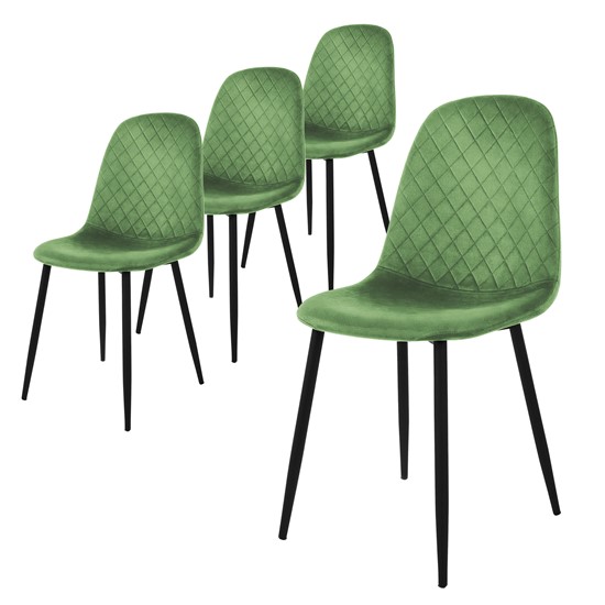 Set 4x sillas de comedor de terciopelo verde salvia diseño ergonómico