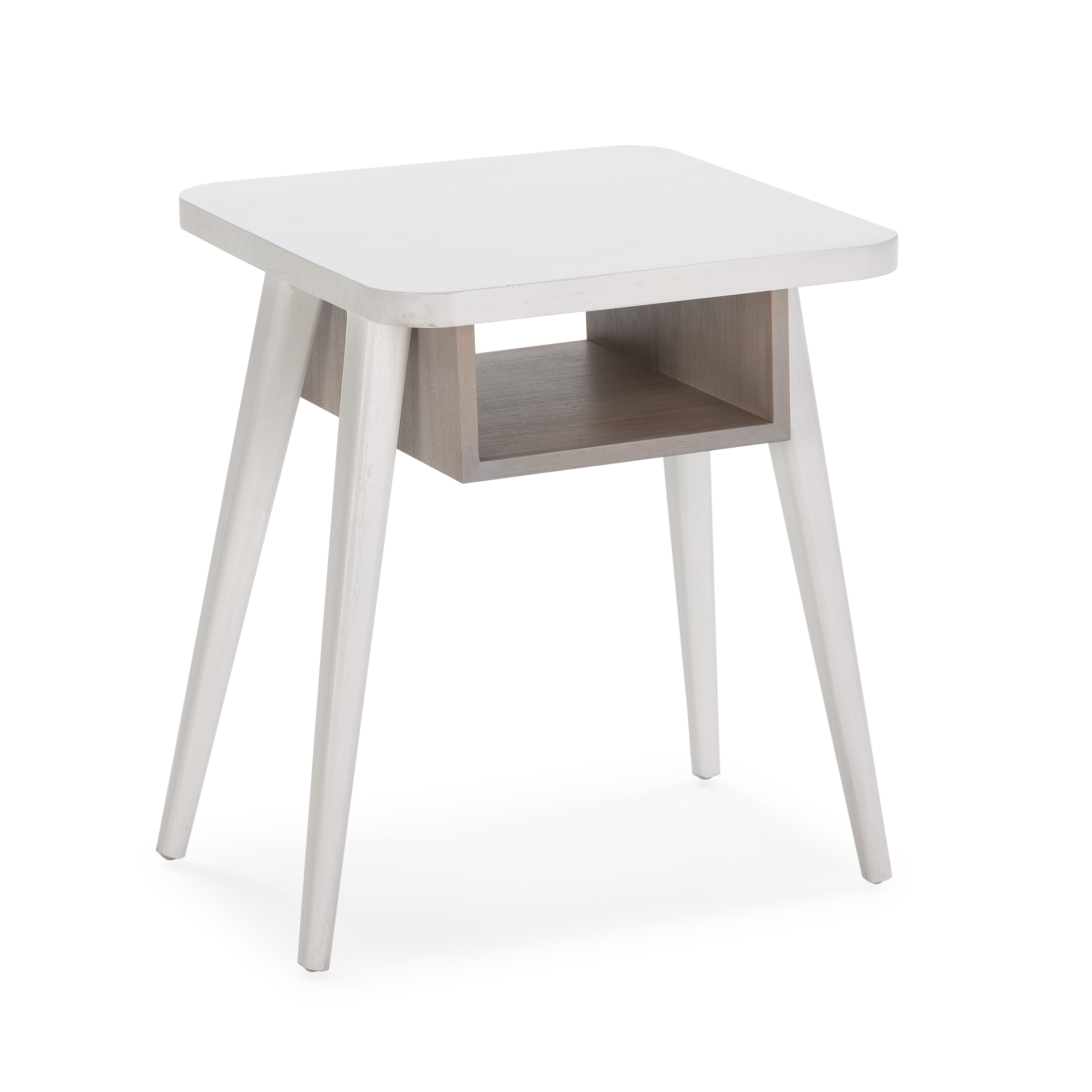 Mesita de noche 50x50x60 madera blanco con patina gris