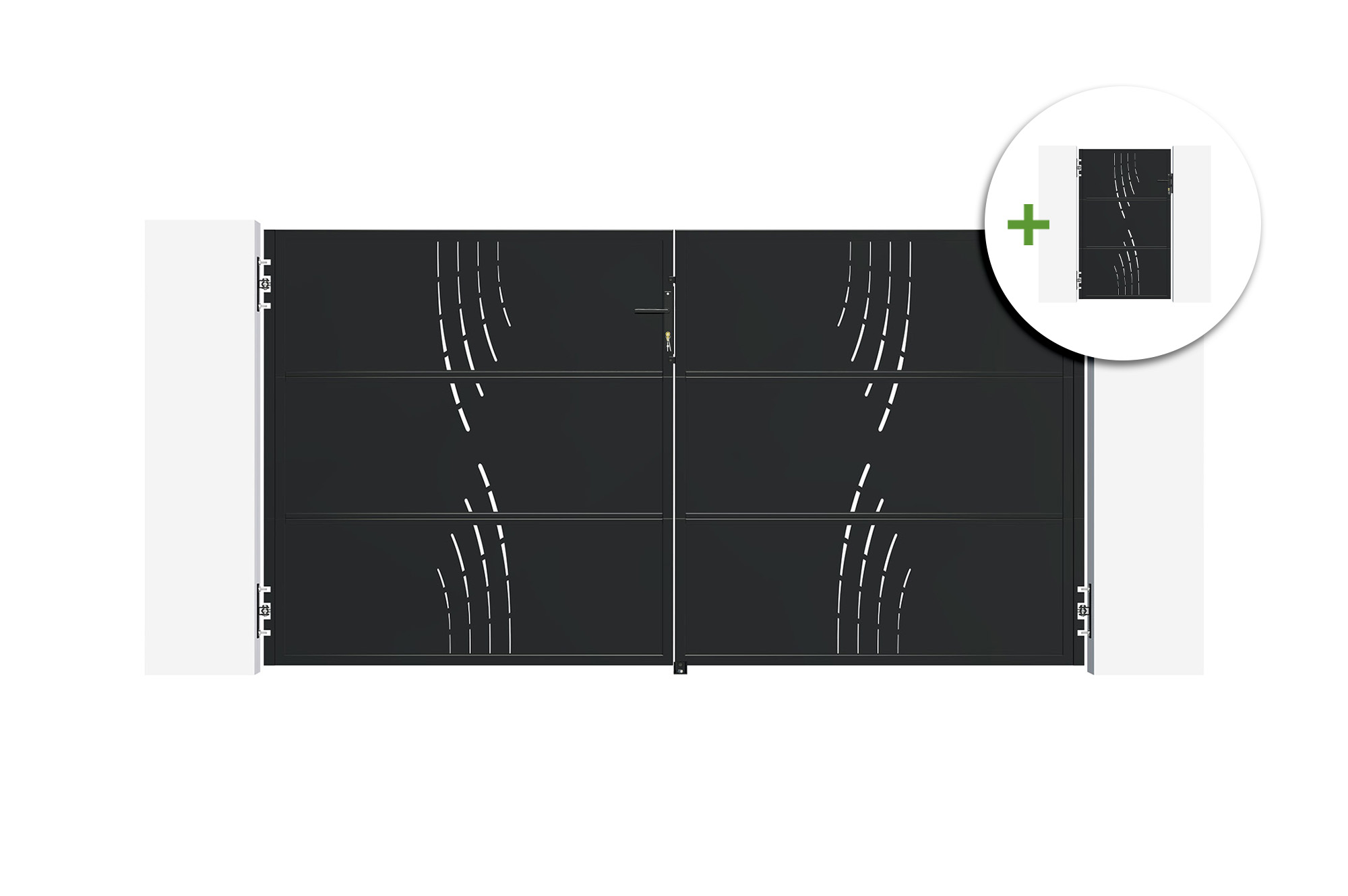 Puerta acero nali veleta 3m alt.160cm + puerta peatonal