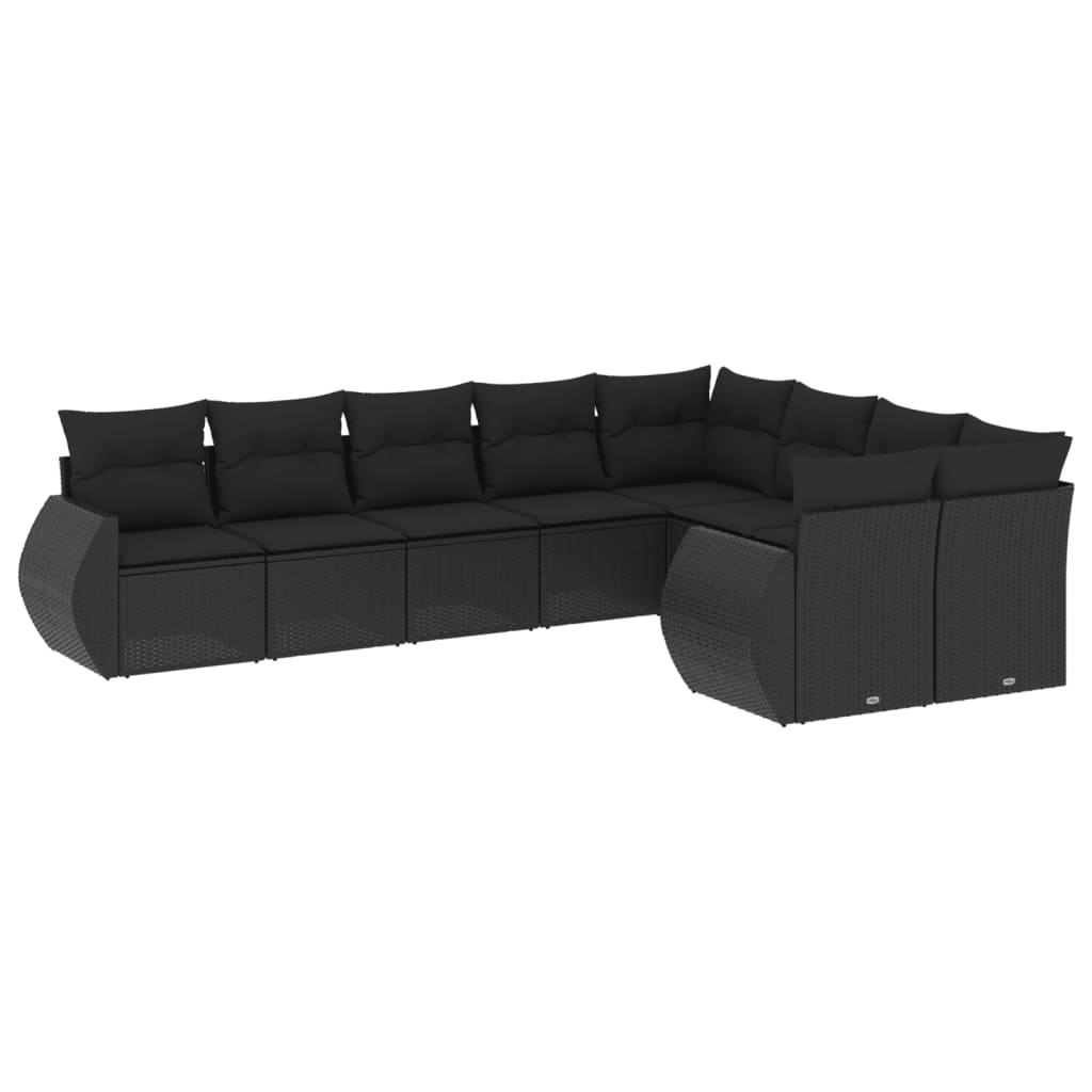 vidaXL set de sofás de jardín 8 piezas y cojines ratán sintético negro