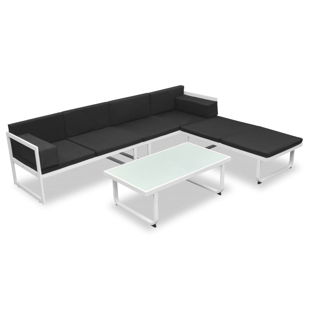 vidaXL set de muebles de jardín 4 piezas y cojines aluminio negro