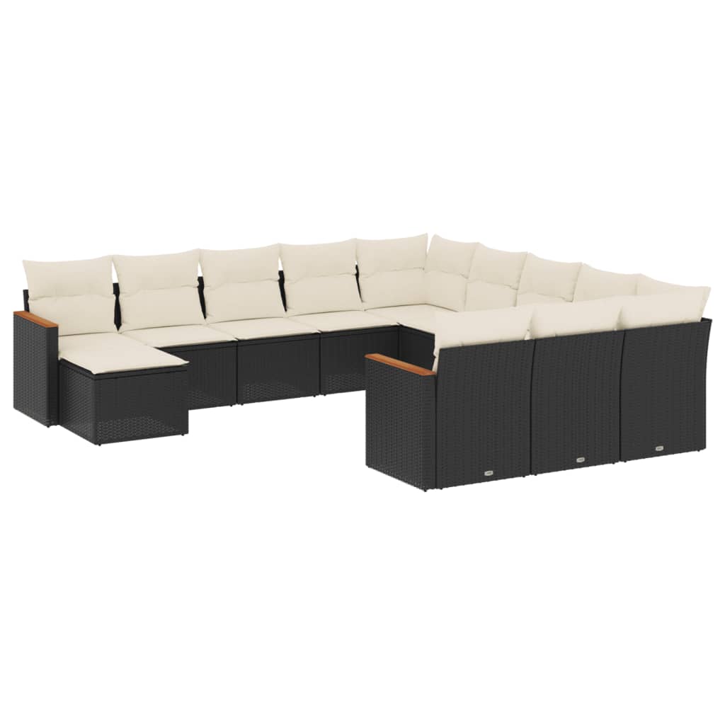 vidaXL set de sofás de jardín 12 piezas cojines ratán sintético negro