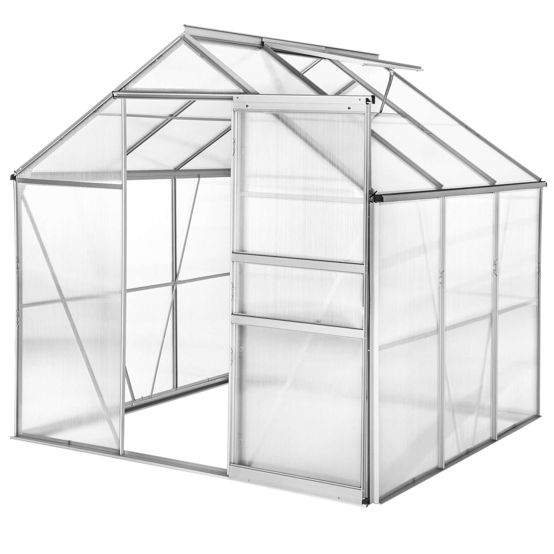 Invernadero con puerta corredera y ventanas, transparente 190x185x195 cm