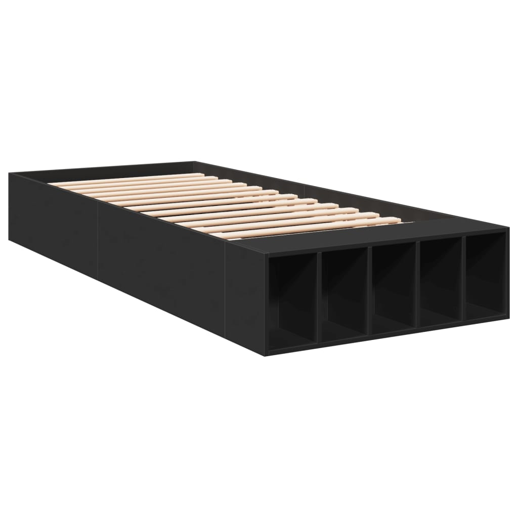 vidaXL estructura de cama madera de ingeniería negra 90x190 cm