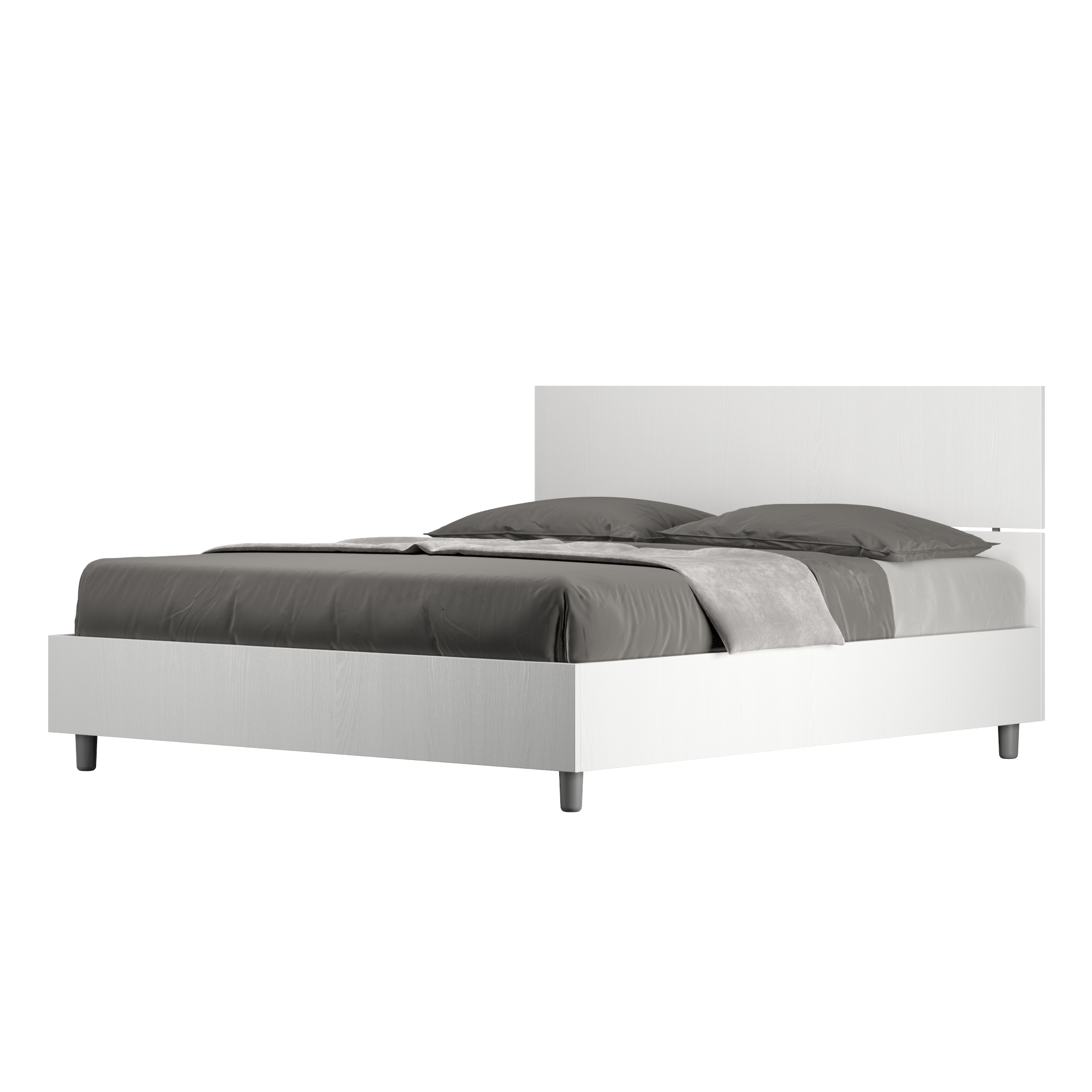Cama con somier 160x190 con cabecera recta fresno blanco demas