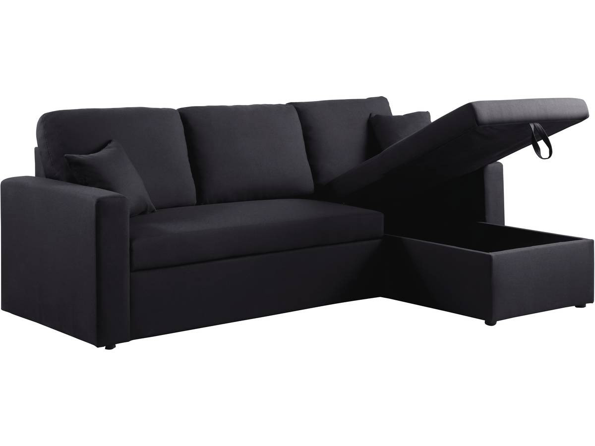 Sofá esquinero convertible "alain" - 3 plazas - negro