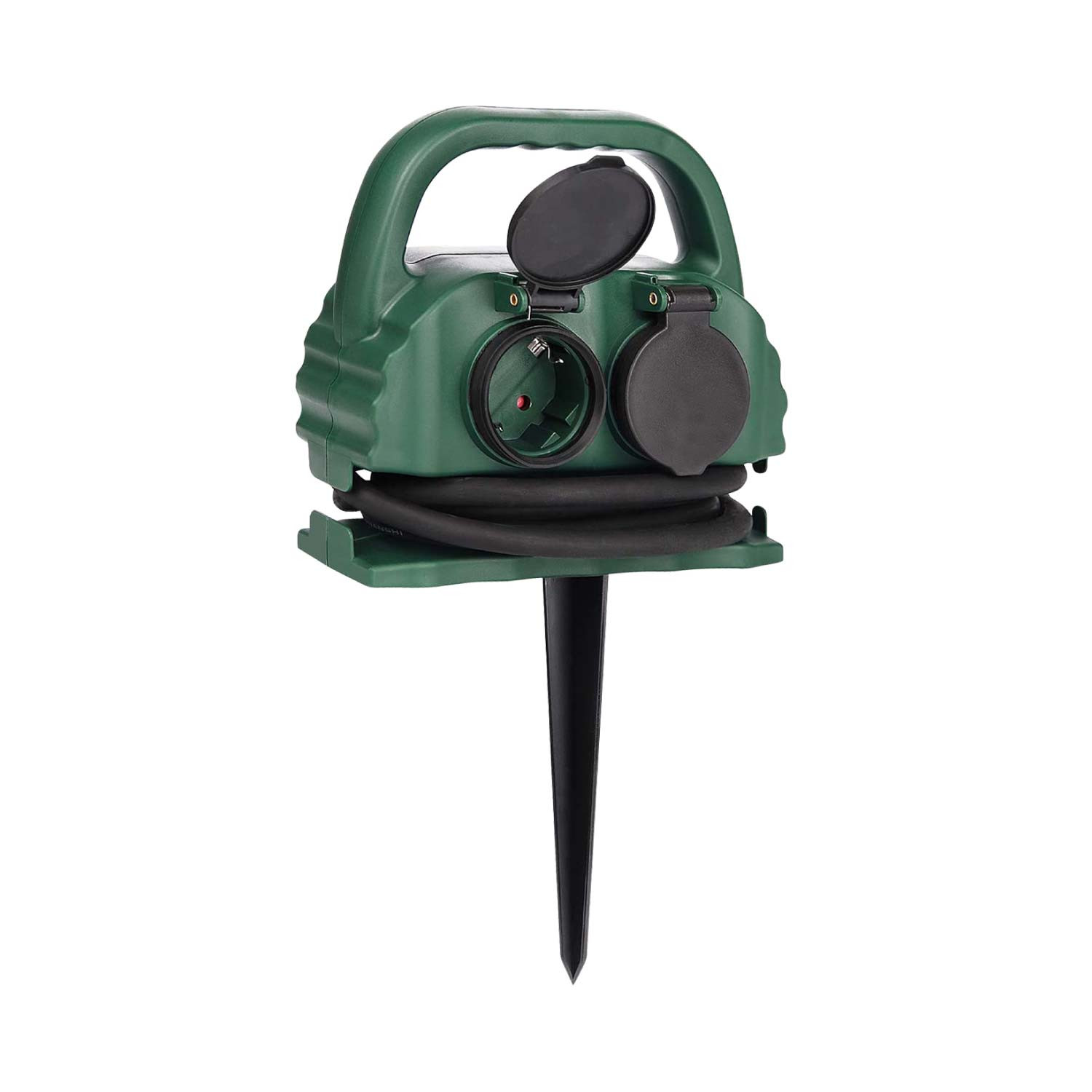 Regleta de exterior 4 enchufes schuko con tapa 2m verde 7hsevenon