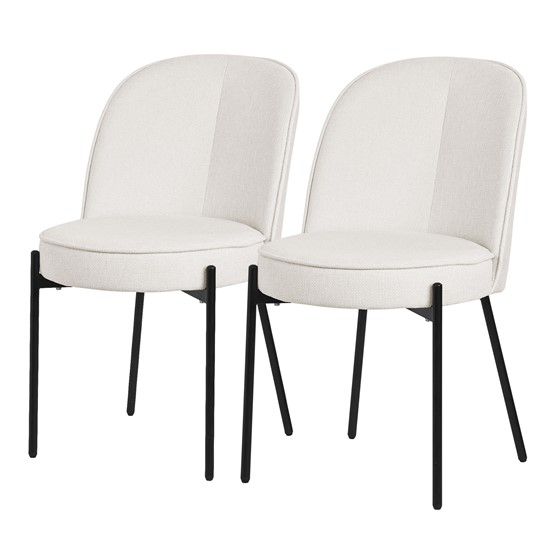 2x sillas de comedor redondas beige poliéster con patas de metal