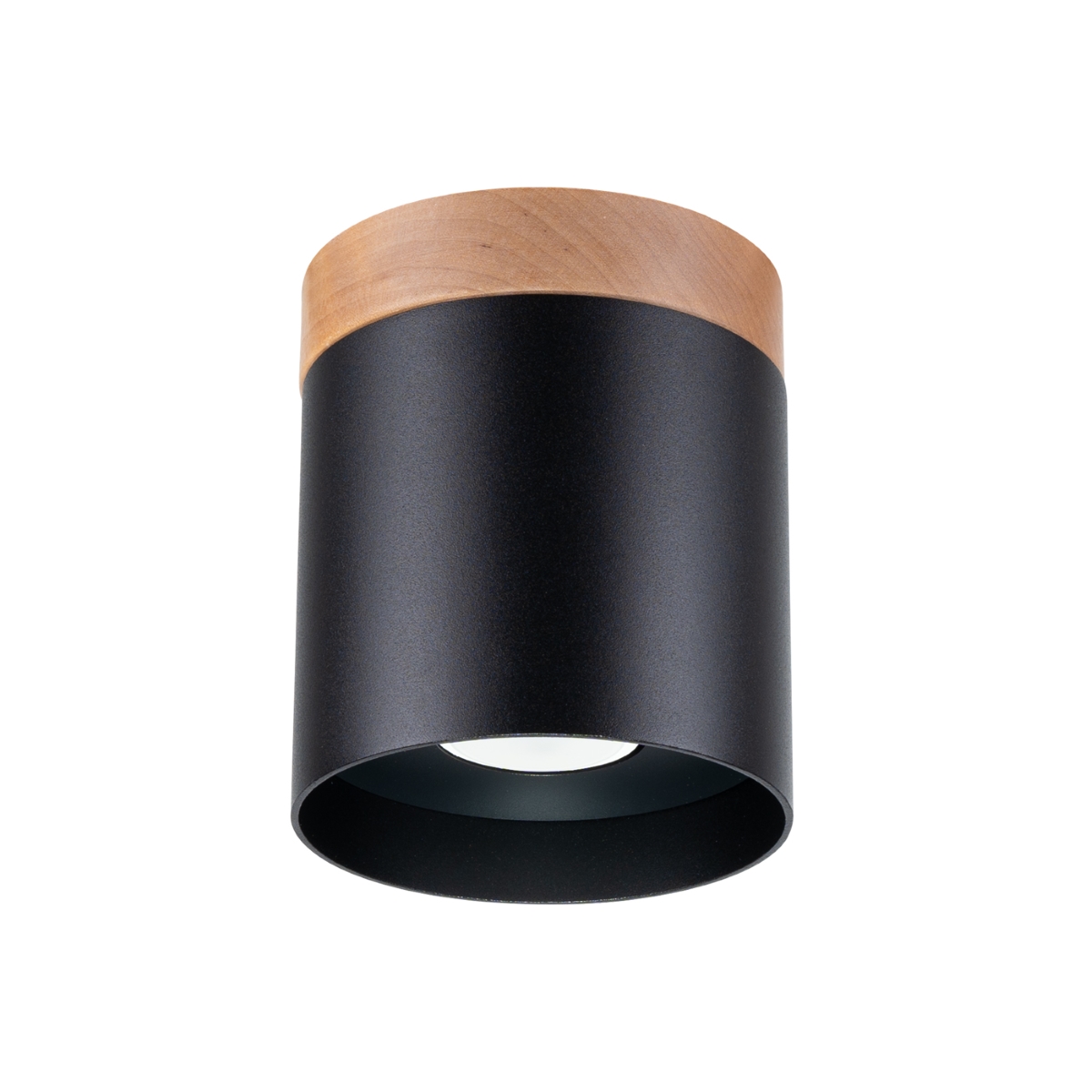 Lámpara de techo rif 1 negro/madera natural madera/aluminio 12x14x12cm
