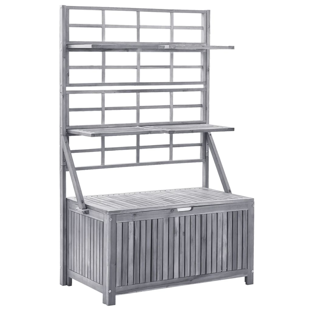 vidaXL caja de almacenaje de madera maciza de acacia gris 99x55x160 cm
