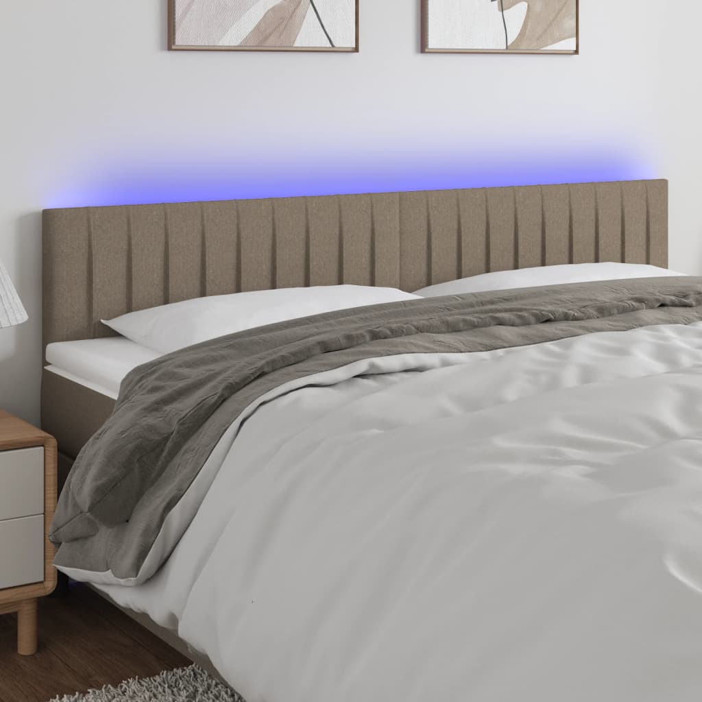 Cabecero con LED de tela gris taupe 180x5x78/88 cm eerf3794