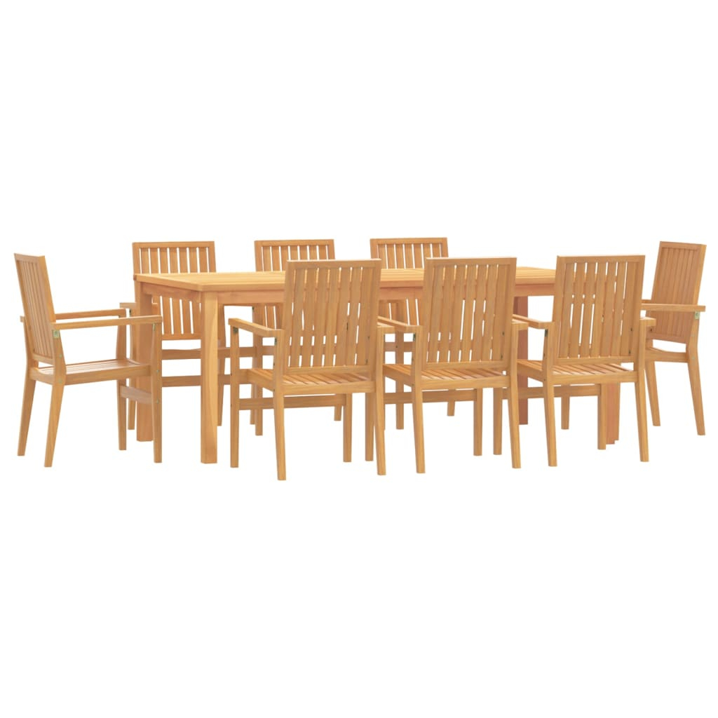 vidaXL juego de comedor para jardín 9 piezas madera maciza de teca
