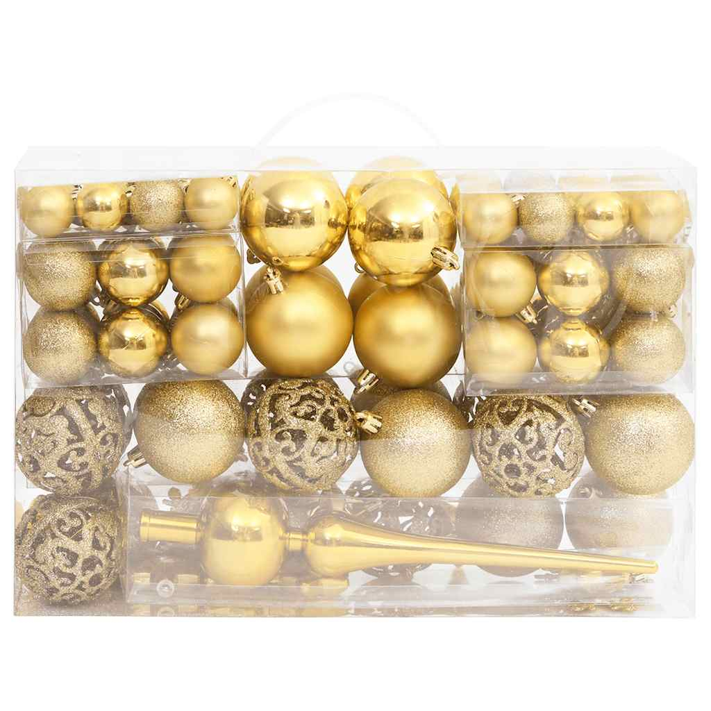 vidaXL juego de bolas de navidad 111 pzas poliestireno dorado